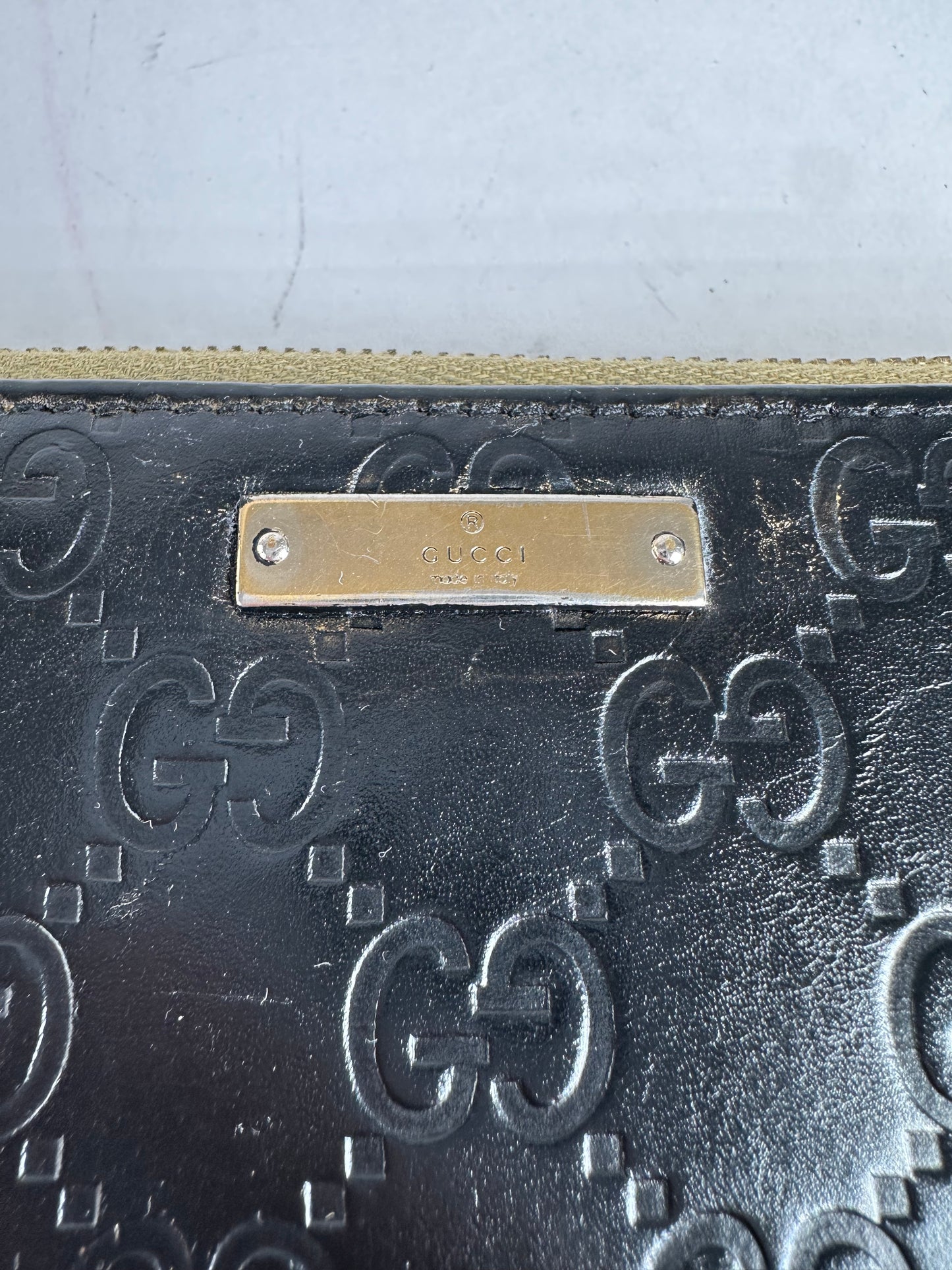 Vintage Gucci Guccissima Leather Zip Around Long Wallet Black