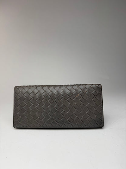 Vintage Bottega Veneta intrecciato Leather ID holder gray