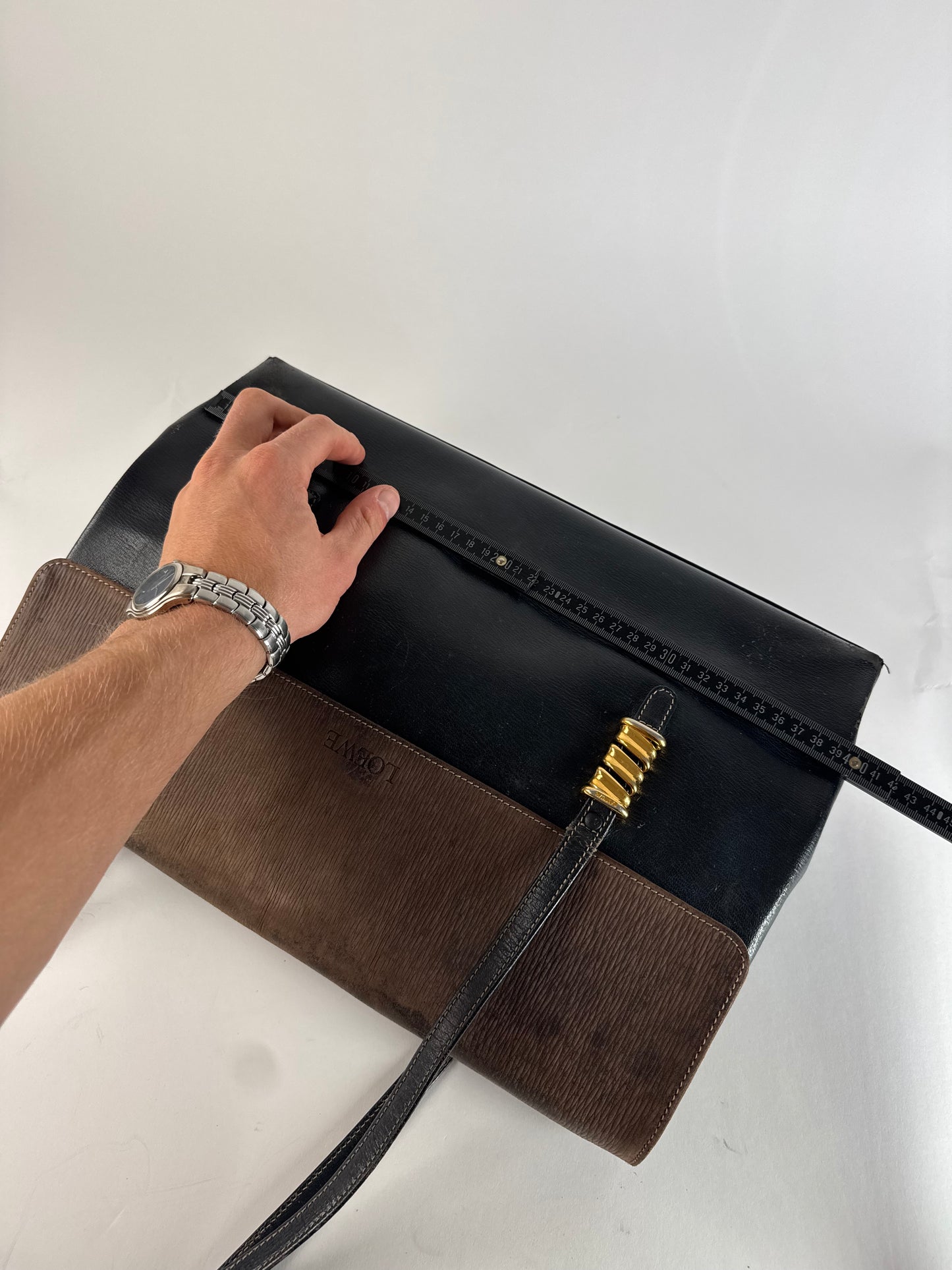 Vintage Loewe Madrid Leather Handbag Brown Black