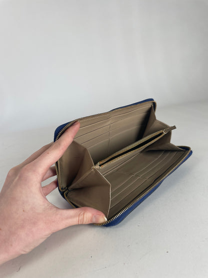 Vintage Celine Leather Wallet Blue