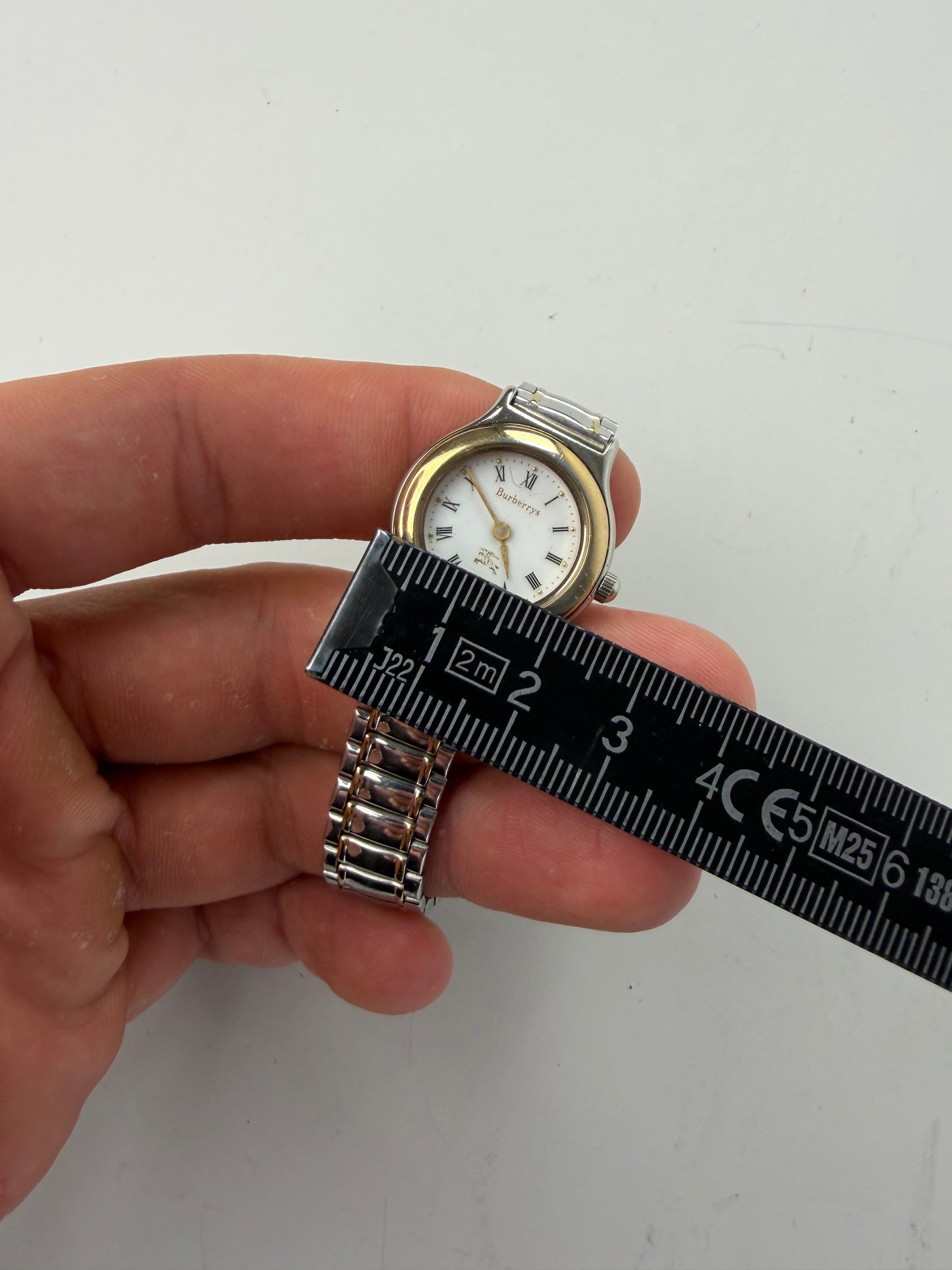 Vintage Burberry Stainless Steel Bracelet Watch Silver Gold