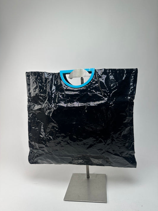 Vintage Issey Miyake Patent Leather Tote Bag Black