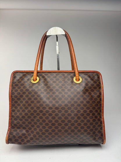 Vintage Celine Leather monogram ring bag brown