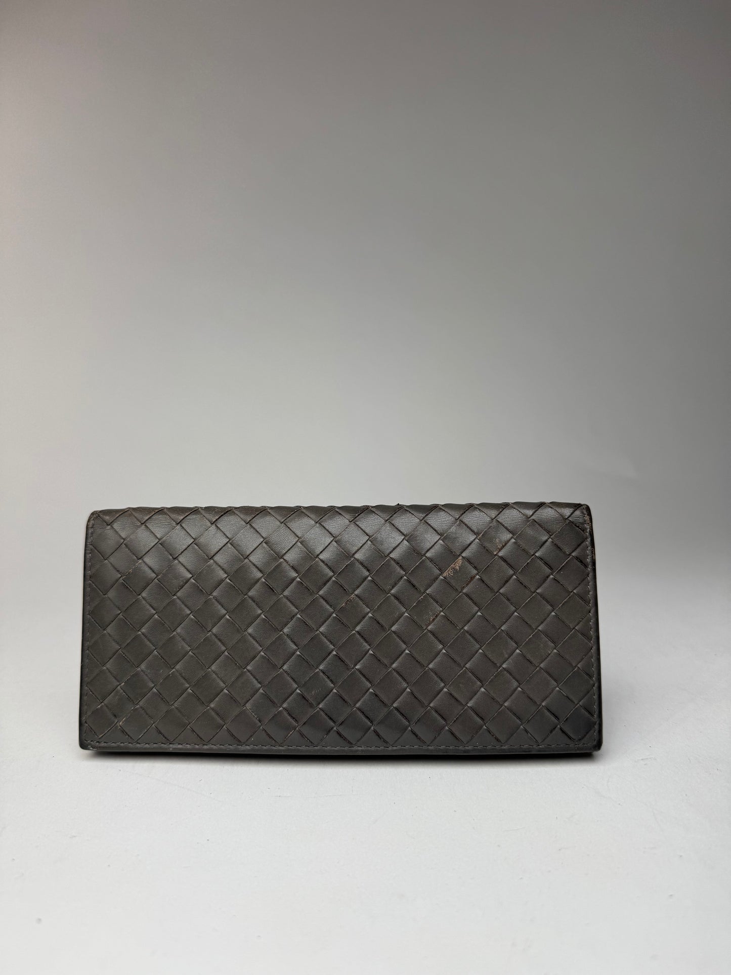 Vintage Bottega Veneta intrecciato Leather ID holder gray