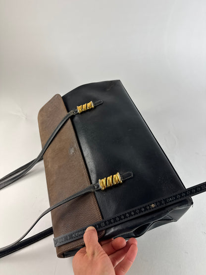 Vintage Loewe Madrid Leather Handbag Brown Black