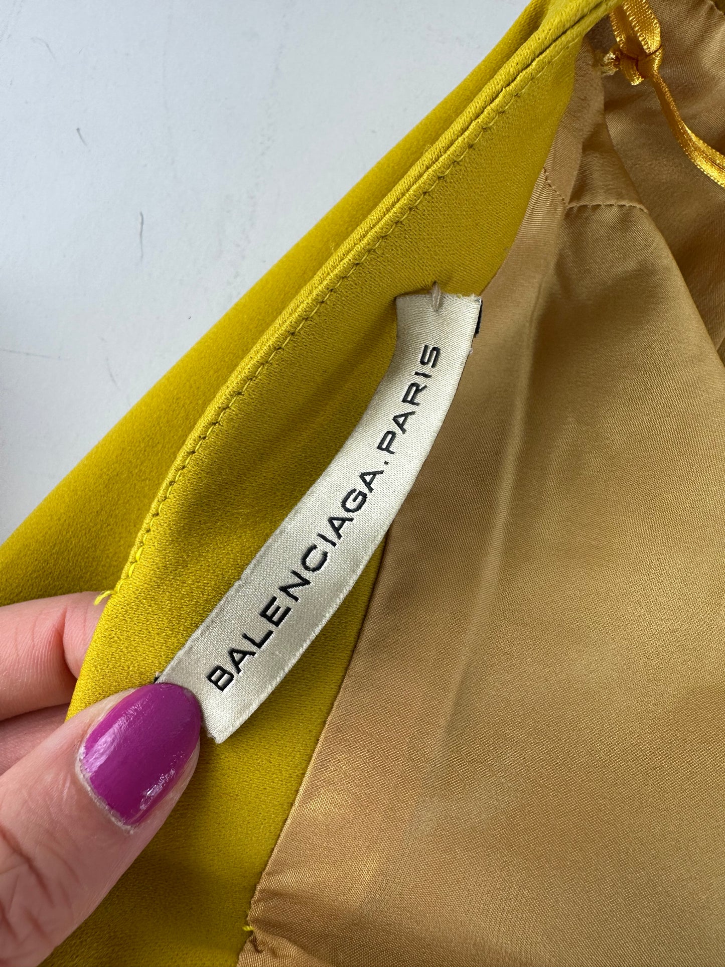 Vintage Balenciaga Cotton Blend Skirt Mustard Yellow S