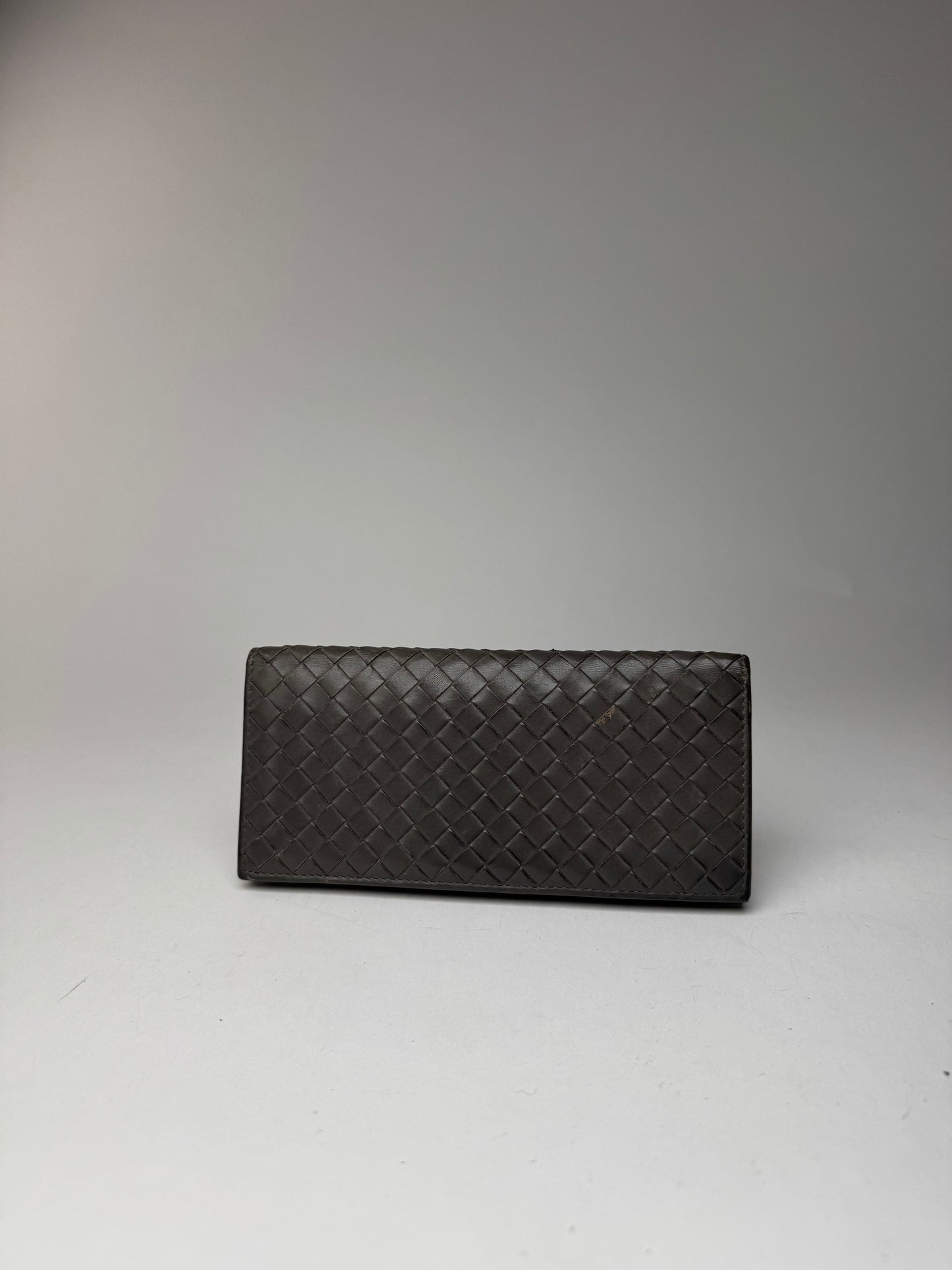 Vintage Bottega Veneta intrecciato Leather ID holder gray