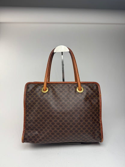 Vintage Celine Leather monogram ring bag brown