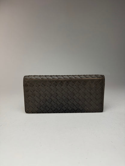 Vintage Bottega Veneta intrecciato Leather ID holder gray