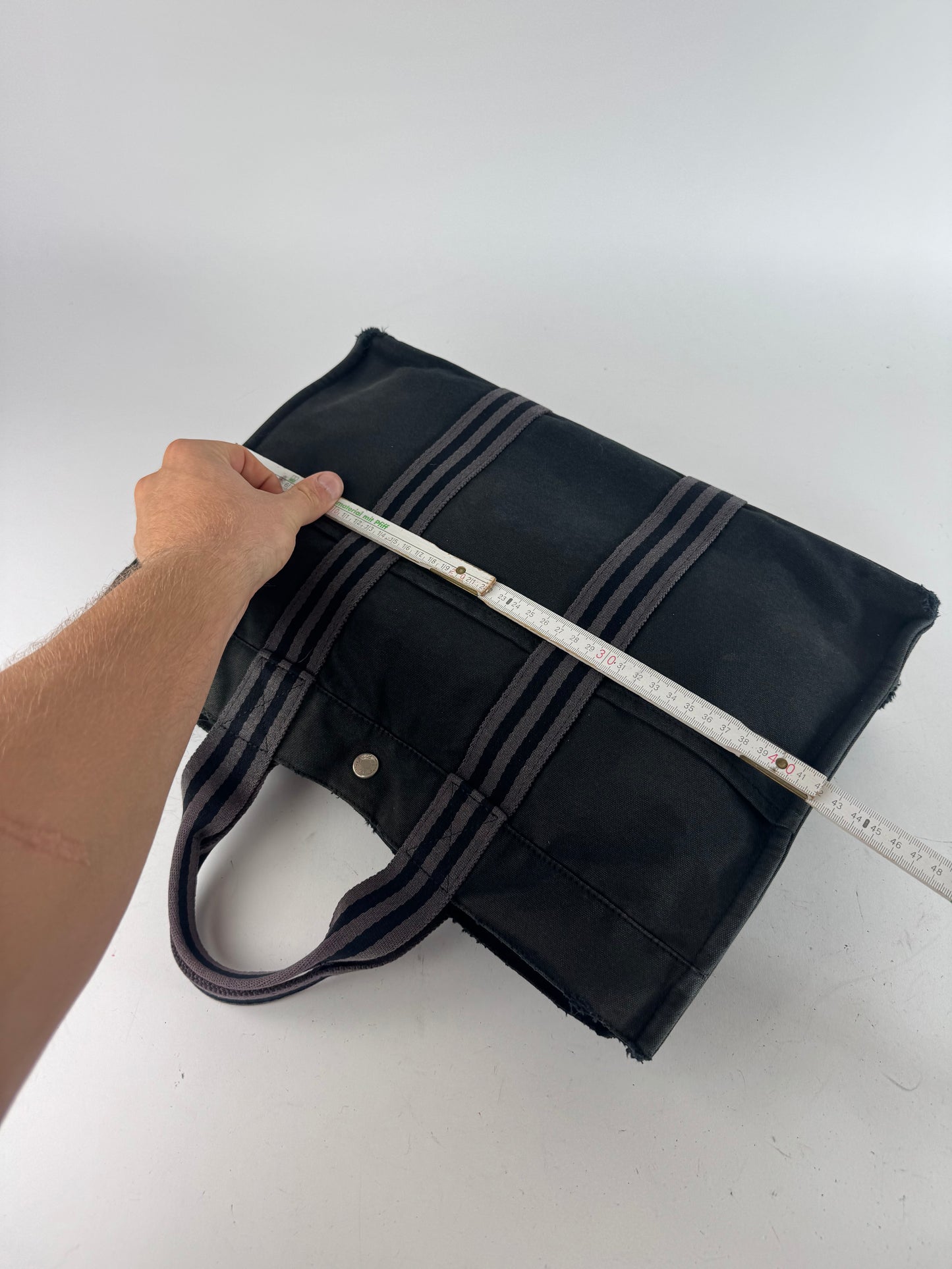 Vintage Hermes Canvas Tote Bag black Grey