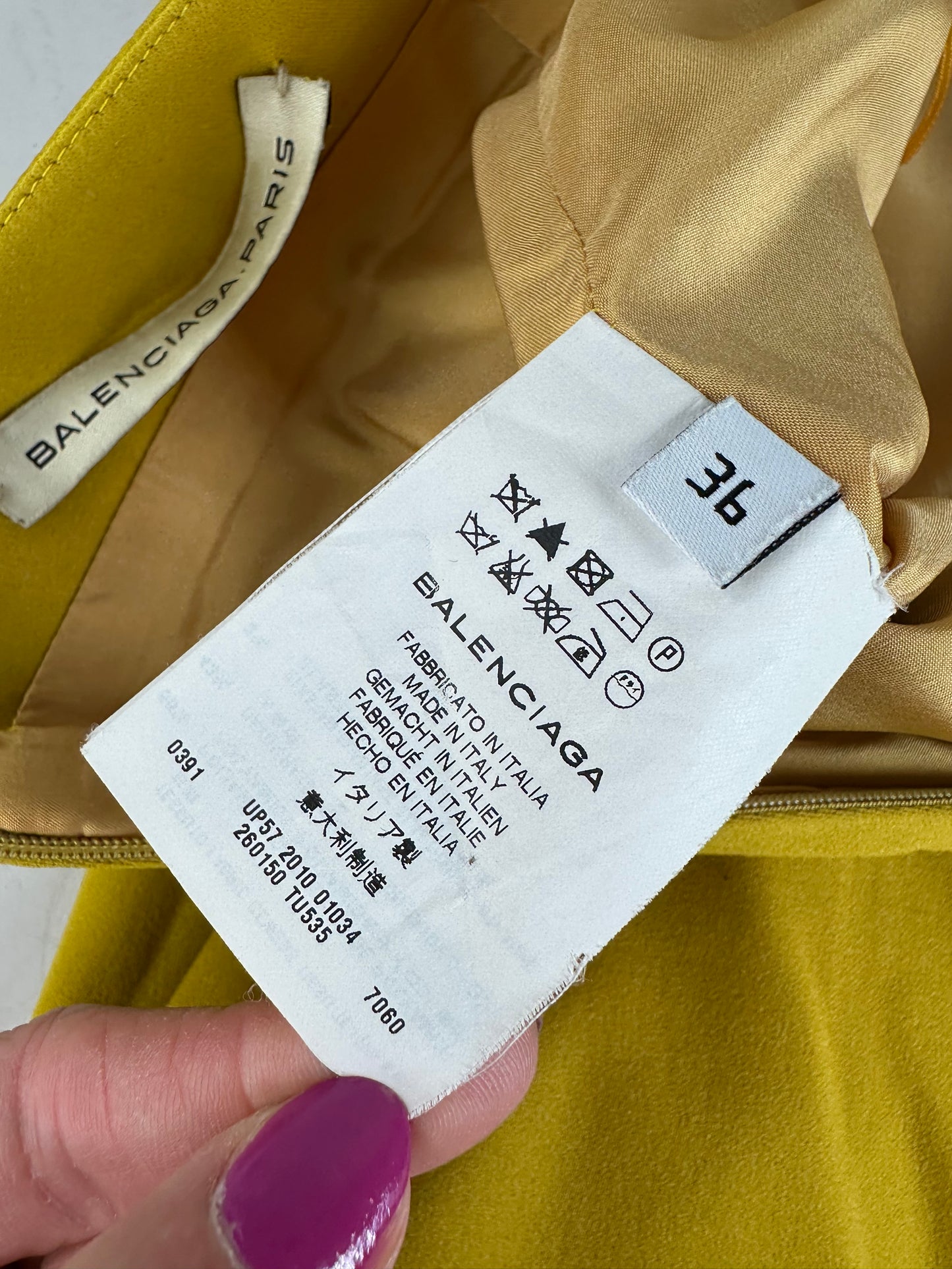Vintage Balenciaga Cotton Blend Skirt Mustard Yellow S