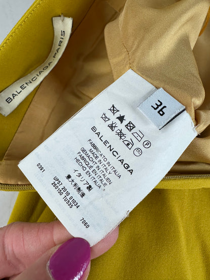 Vintage Balenciaga Cotton Blend Skirt Mustard Yellow S