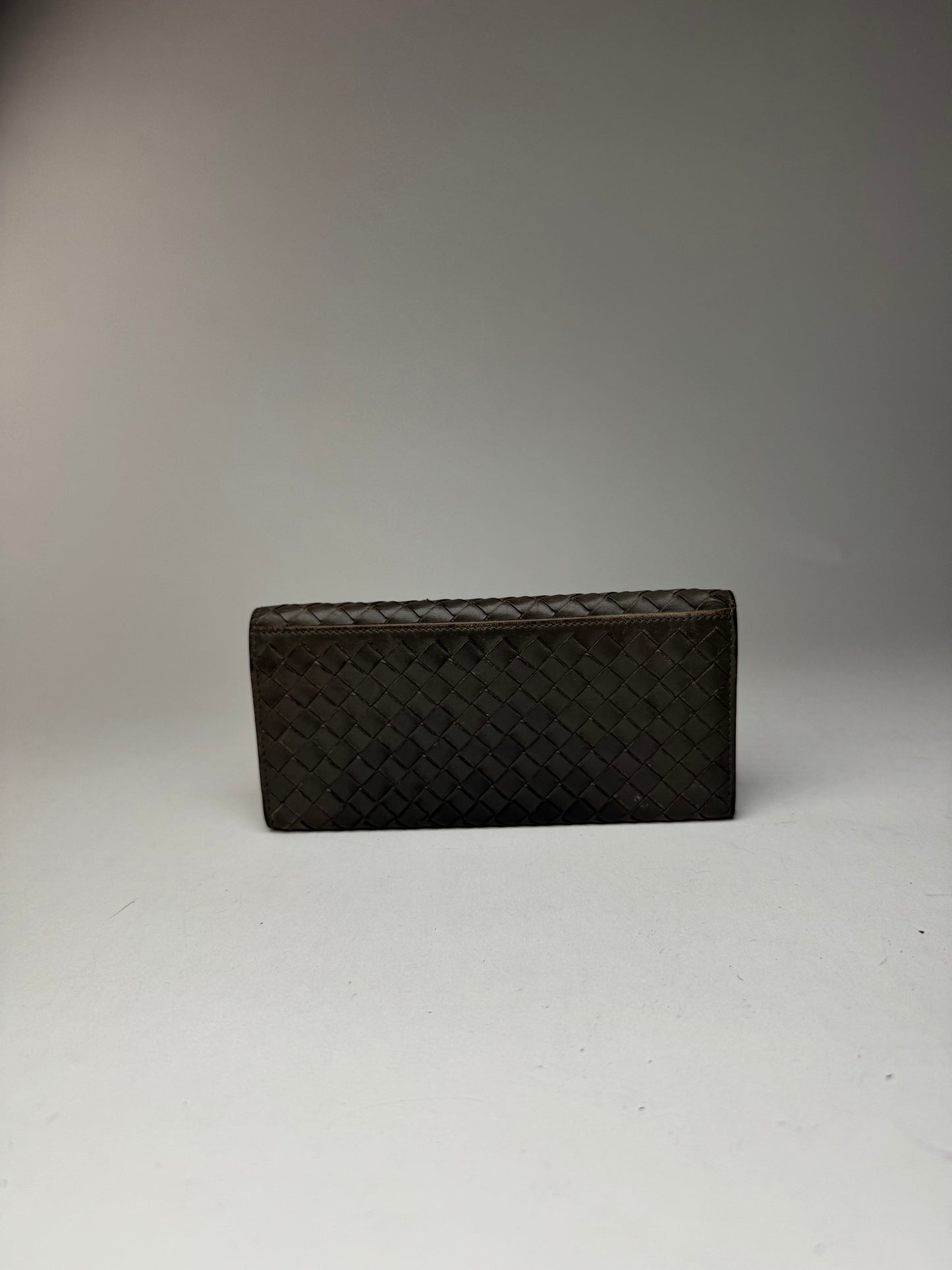 Vintage Bottega Veneta intrecciato Leather ID holder gray