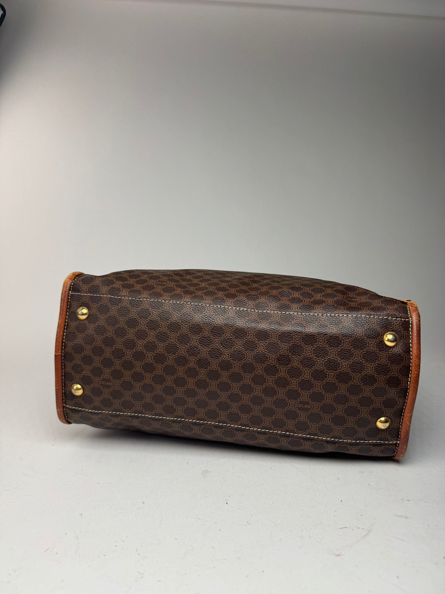 Vintage Celine Leather monogram ring bag brown