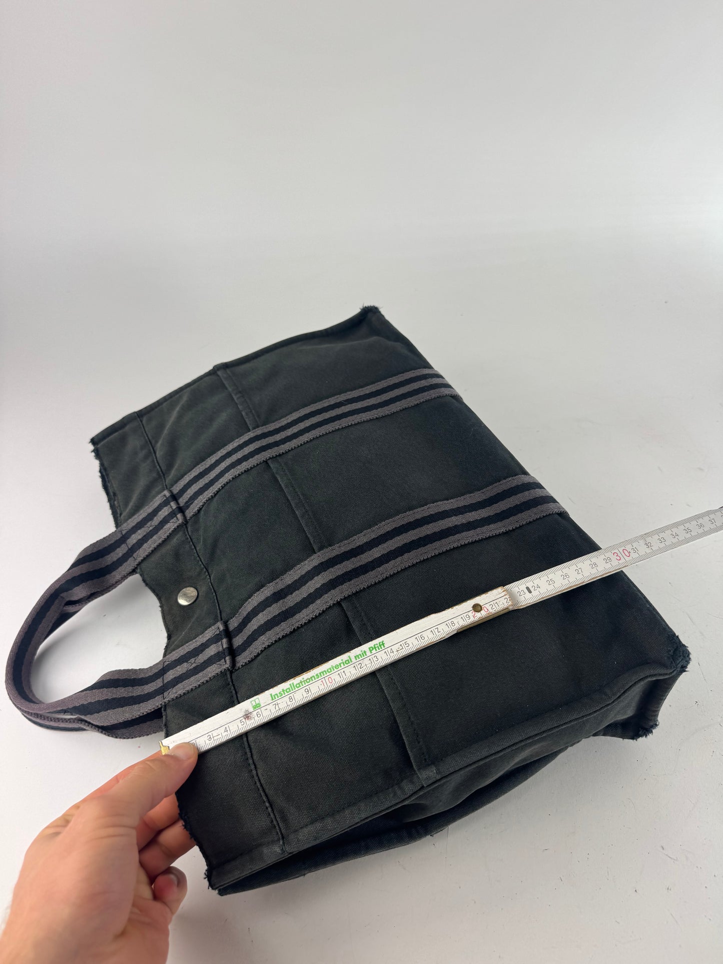 Vintage Hermes Canvas Tote Bag black Grey