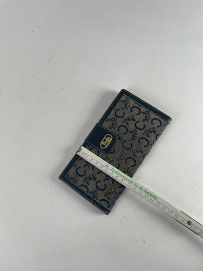 Vintage Celine Paris Leather Wallet Black Grey