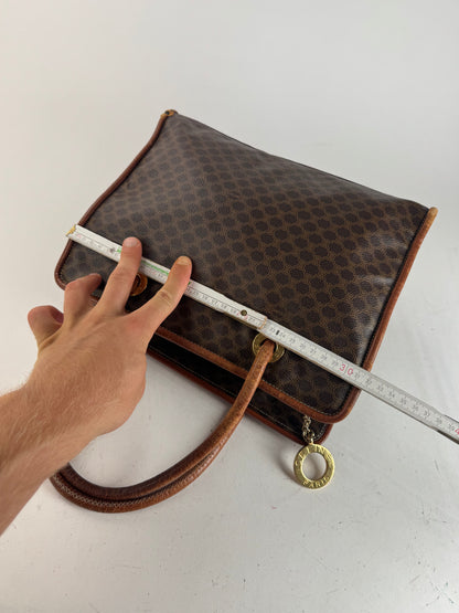 Vintage Celine Leather monogram ring bag brown