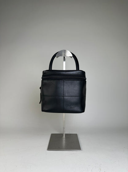 Vintage Courreges Smooth Leather Cosmetic Bag Black Silver