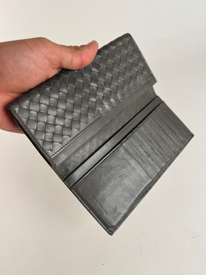Vintage Bottega Veneta intrecciato Leather ID holder gray
