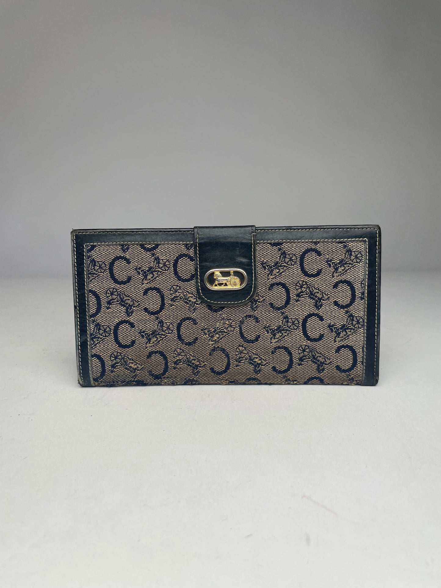 Vintage Celine Paris Leather Wallet Black Grey