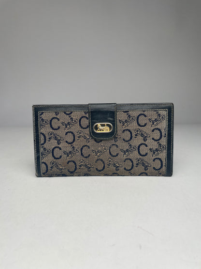 Vintage Celine Paris Leather Wallet Black Grey