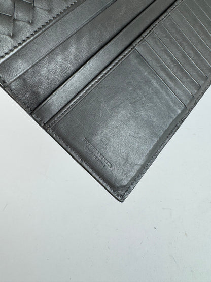 Vintage Bottega Veneta intrecciato Leather ID holder gray