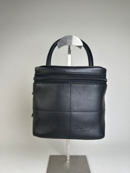 Vintage Courreges Smooth Leather Cosmetic Bag Black Silver