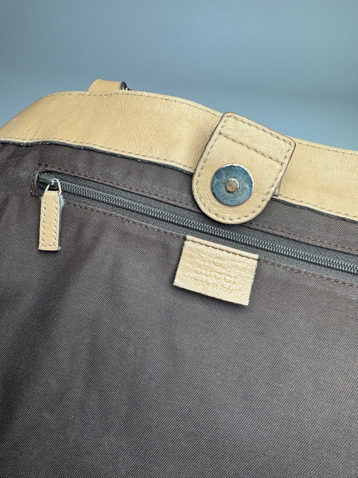 Vintage Gucci Monogram D-Ring Bag Beige Brown