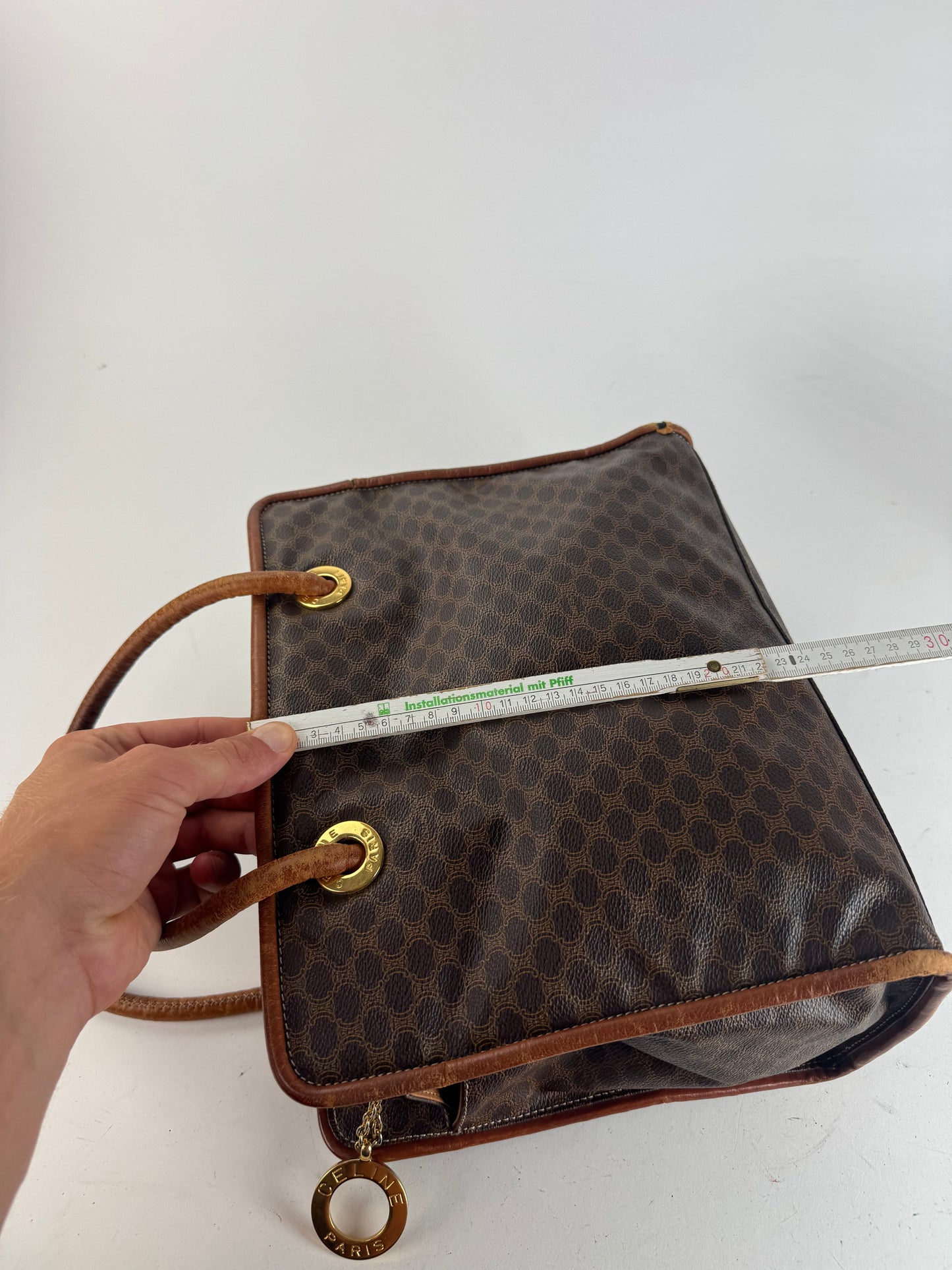 Vintage Celine Leather monogram ring bag brown