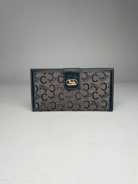 Vintage Celine Paris Leather Wallet Black Grey