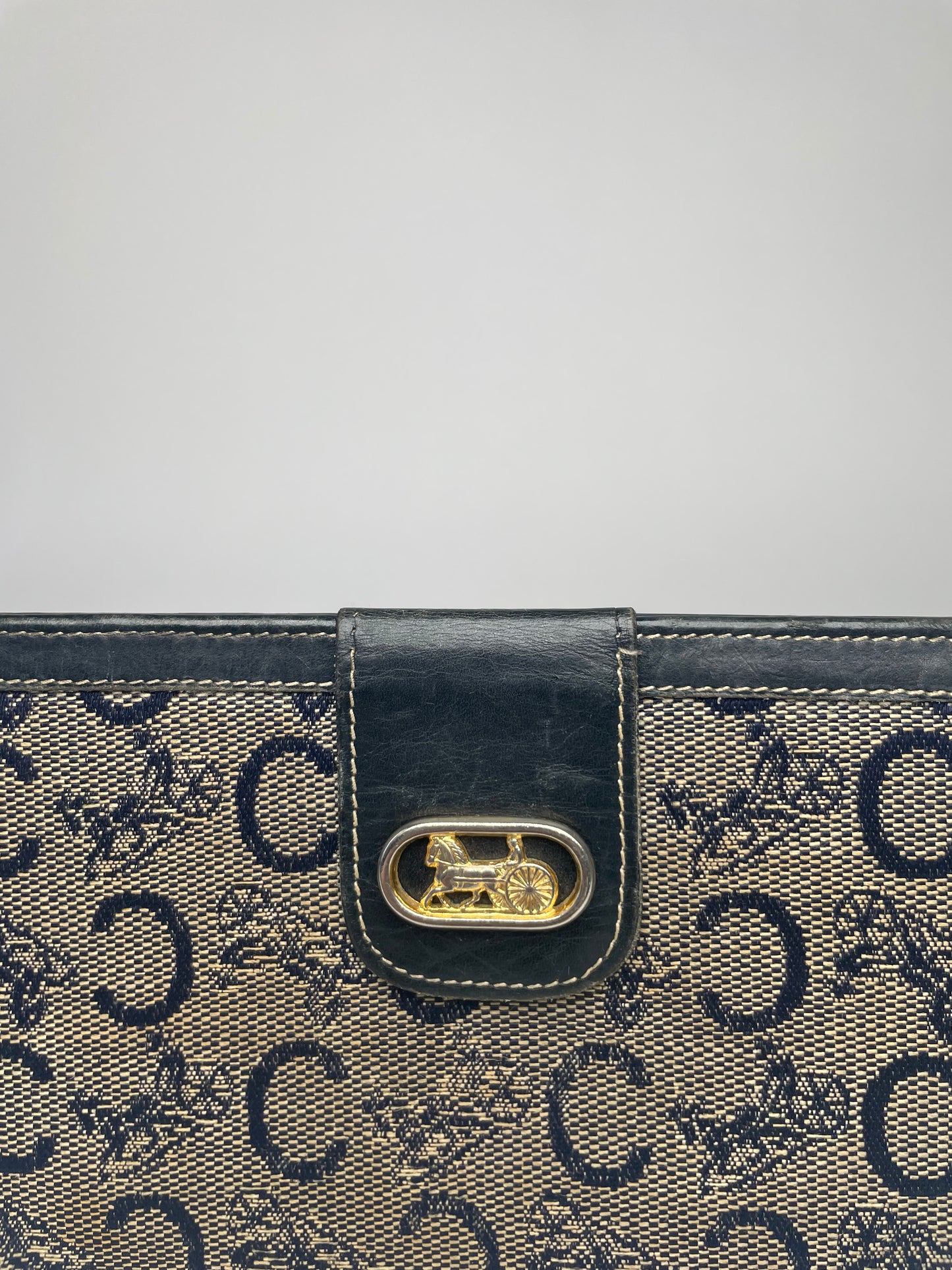 Vintage Celine Paris Leather Wallet Black Grey