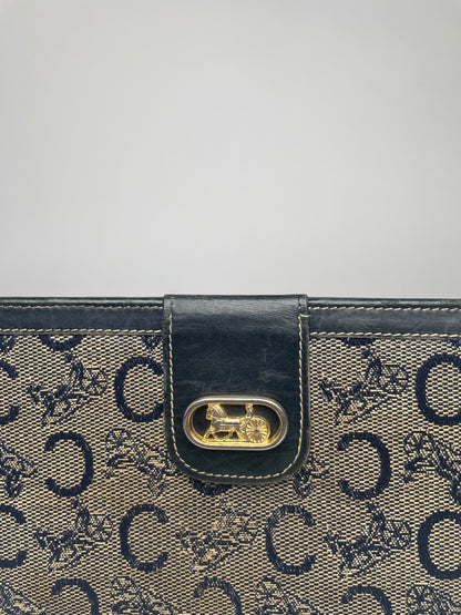 Vintage Celine Paris Leather Wallet Black Grey