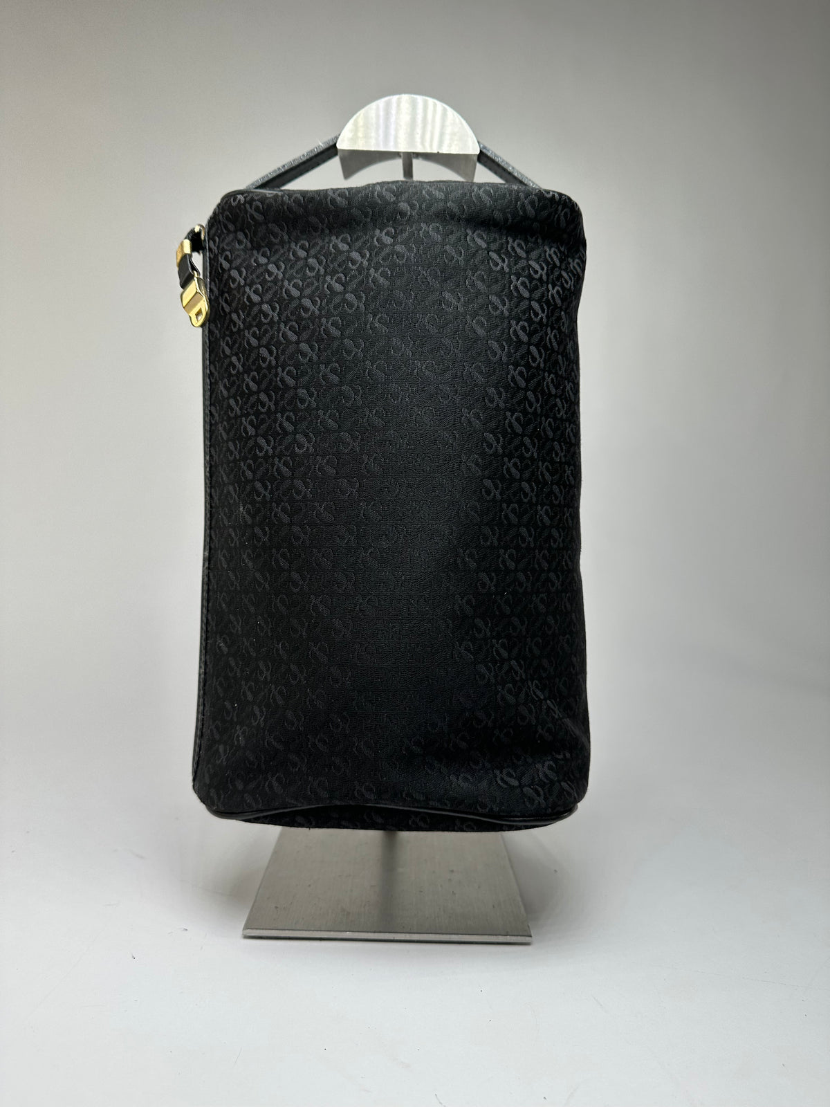 Vintage Loewe Anagram Patent Leather Zip Pouch Late 1990s Black