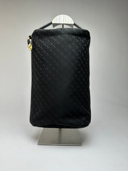 Vintage Loewe Anagram Patent Leather Zip Pouch Late 1990s Black