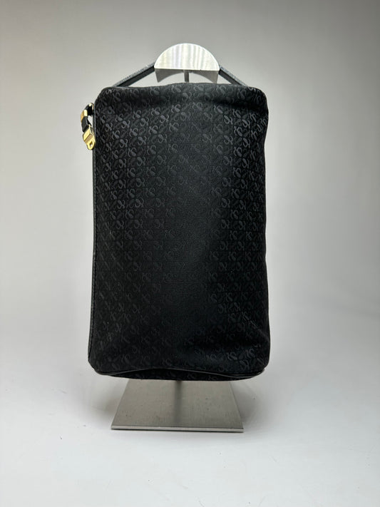 Vintage Loewe Anagram Patent Leather Zip Pouch Late 1990s Black