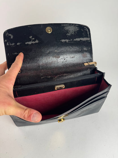 Sac vintage Givenchy en cuir verni 4G noir