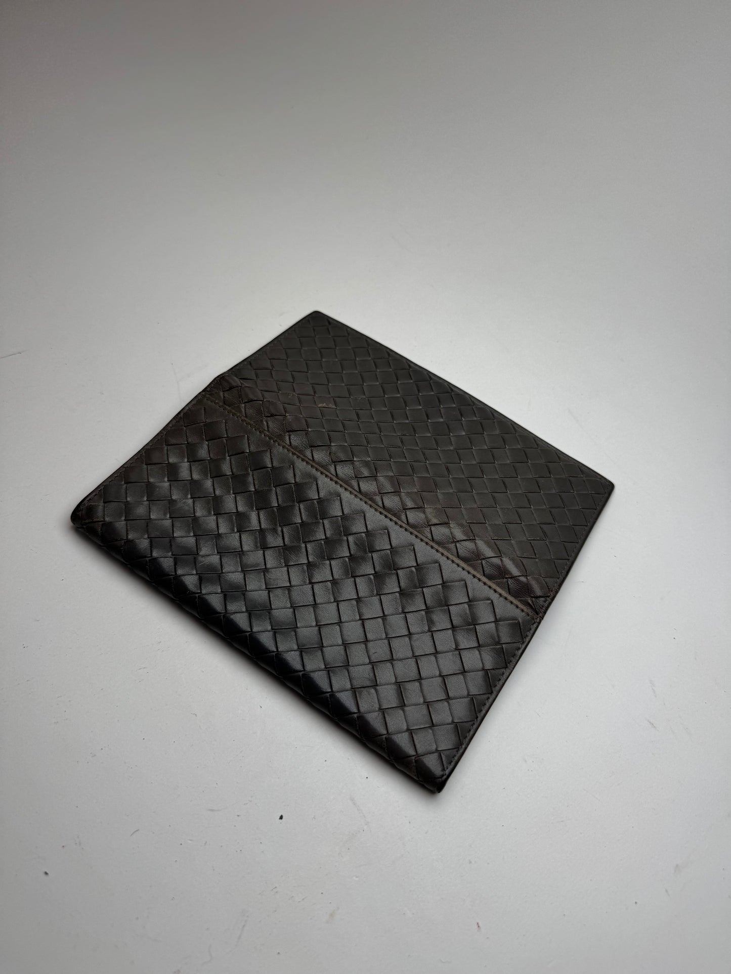 Vintage Bottega Veneta intrecciato Leather ID holder gray