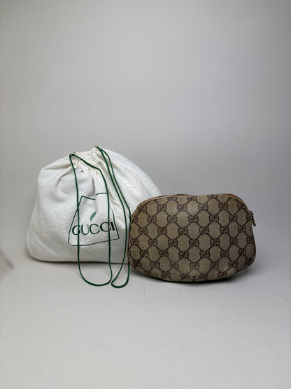 Vintage Gucci GG Supreme Cosmetic Bag Beige Brown