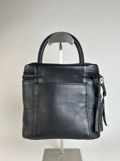 Vintage Courreges Smooth Leather Cosmetic Bag Black Silver