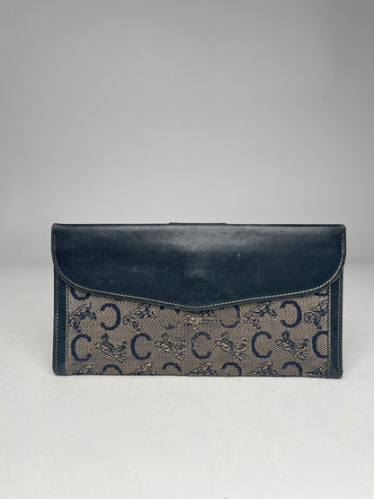Vintage Celine Paris Leather Wallet Black Grey