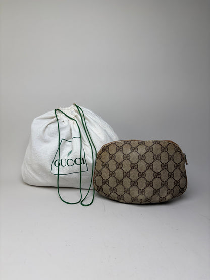 Vintage Gucci GG Supreme Cosmetic Bag Beige Brown