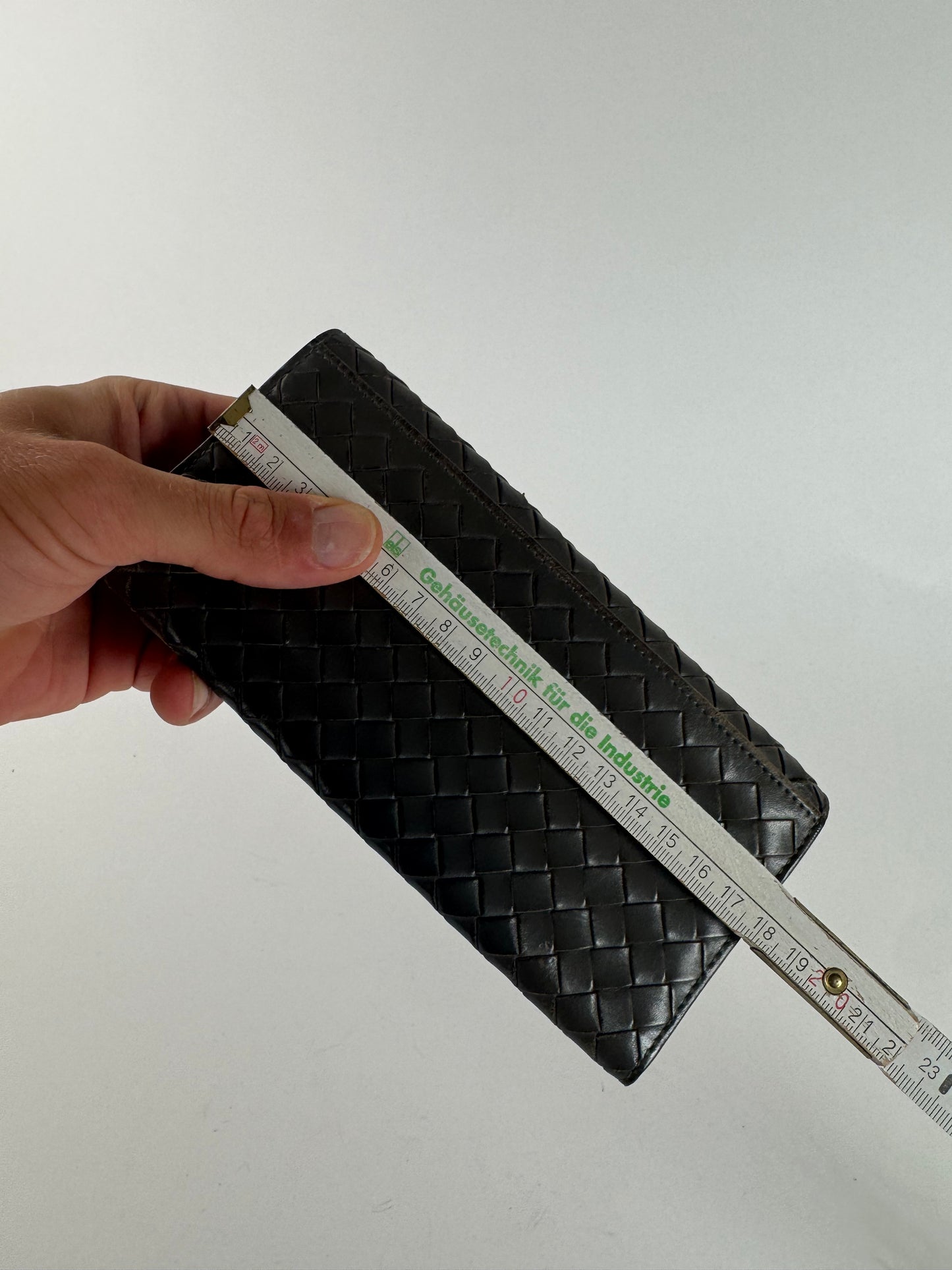 Vintage Bottega Veneta intrecciato Leather ID holder gray