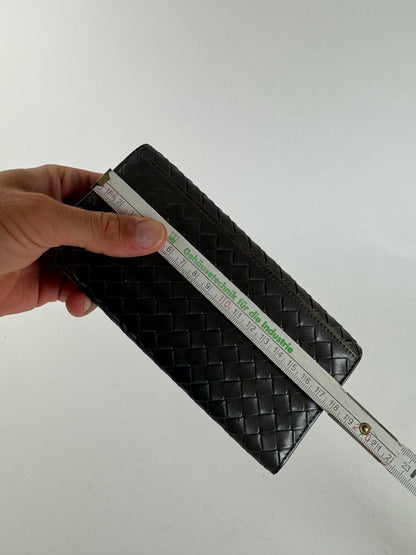 Vintage Bottega Veneta intrecciato Leather ID holder gray