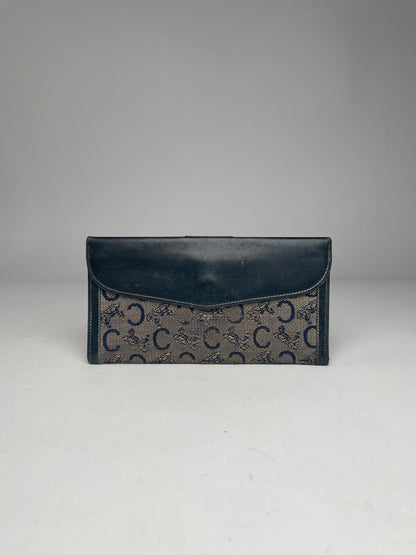 Vintage Celine Paris Leather Wallet Black Grey