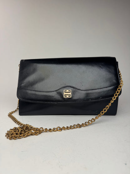Sac vintage Givenchy en cuir verni 4G noir
