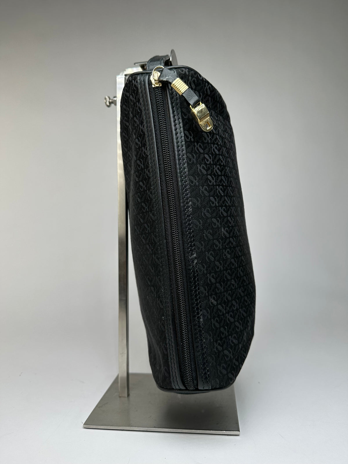 Vintage Loewe Anagram Patent Leather Zip Pouch Late 1990s Black