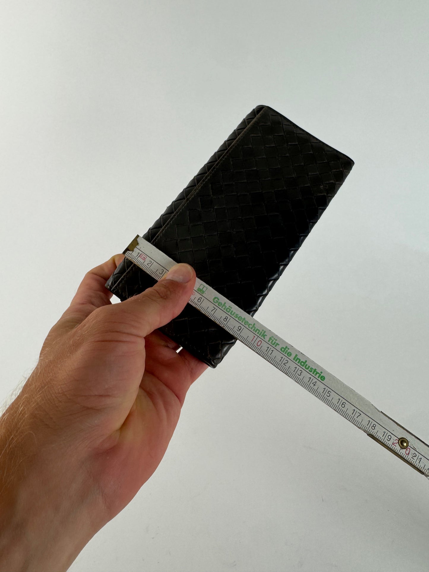 Vintage Bottega Veneta intrecciato Leather ID holder gray