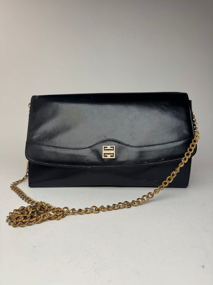 Sac vintage Givenchy en cuir verni 4G noir