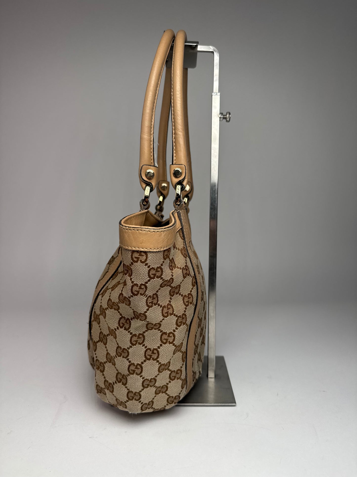 Vintage Gucci Monogram D-Ring Bag Beige Brown