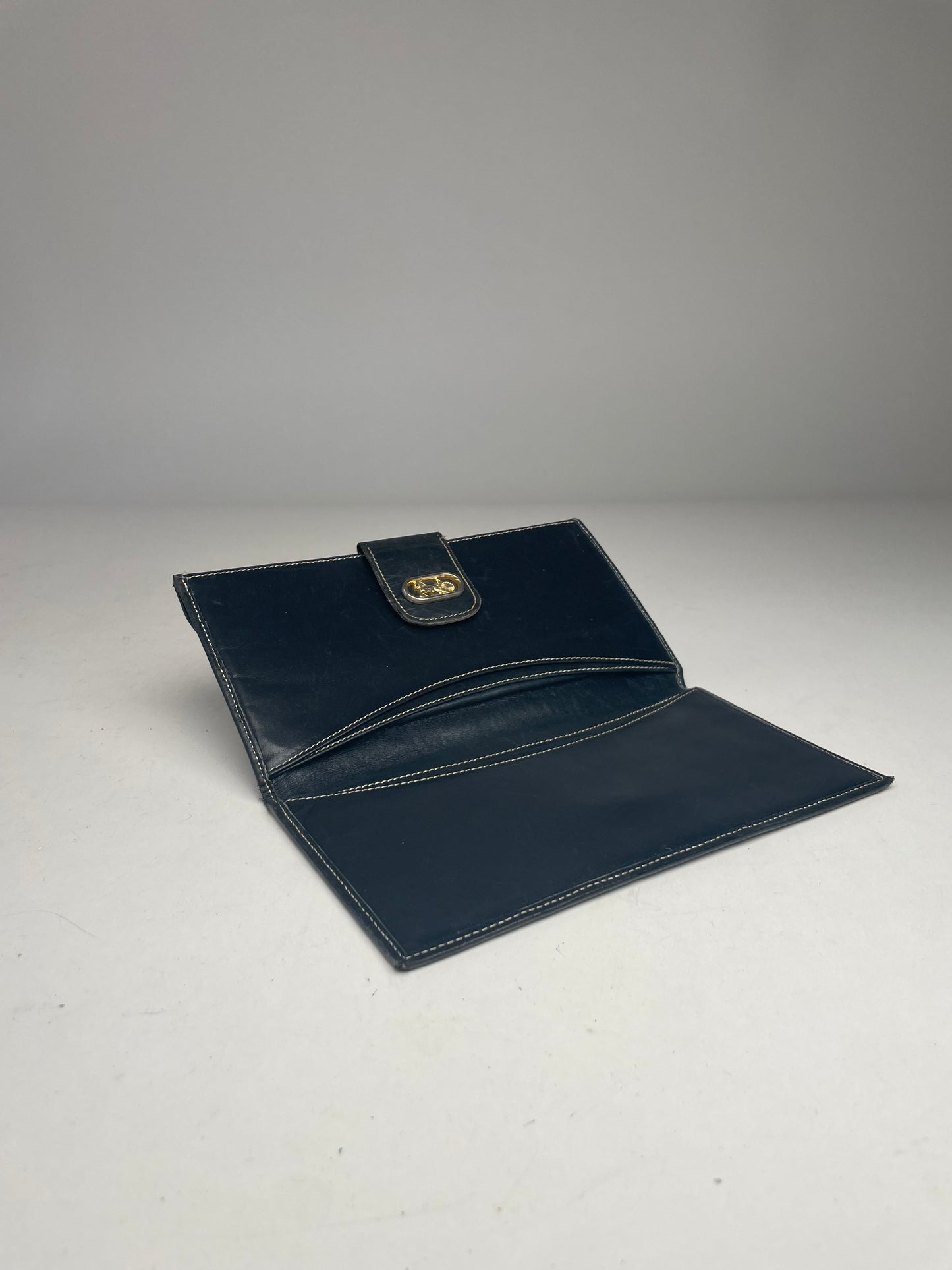 Vintage Celine Paris Leather Wallet Black Grey